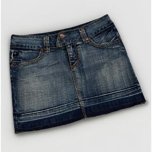 Serfontaine Denim Cotton Mini Skirt Size 26 California Y2K Preppy Skater Casual
